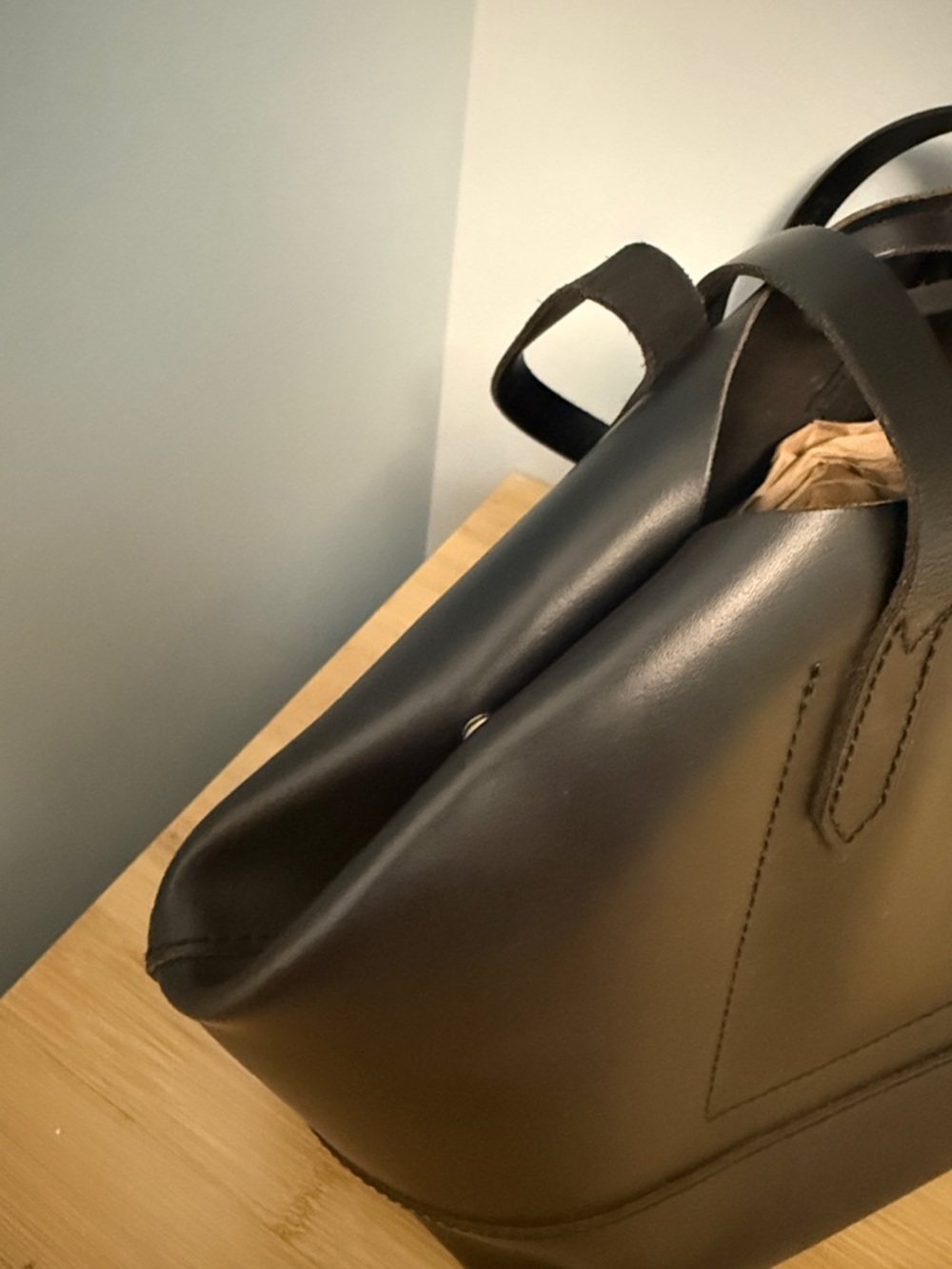 J. Crew Classic Uptown Black Leather Tote Computer Shoulder Bag Purse JCrew - Picture 3 of 10